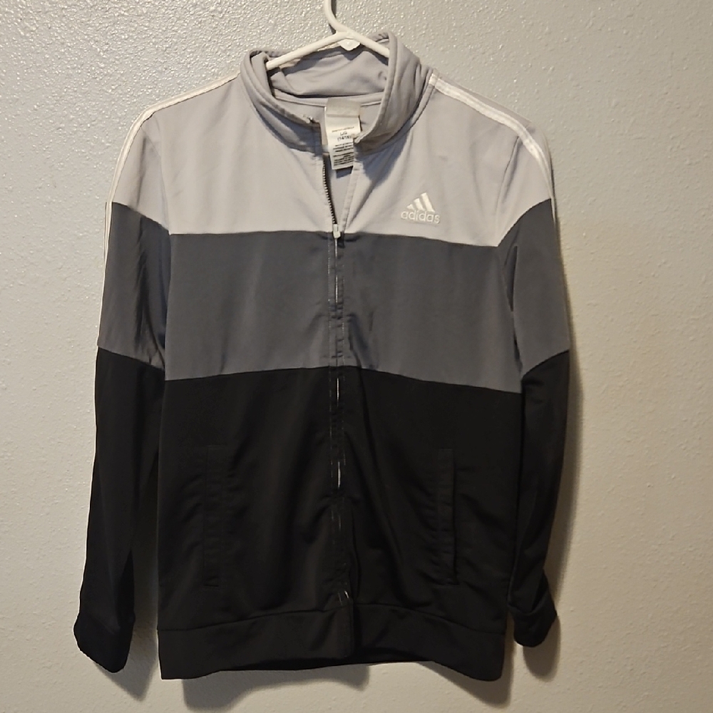 Adidas Gray and Black Windbreaker Jacket